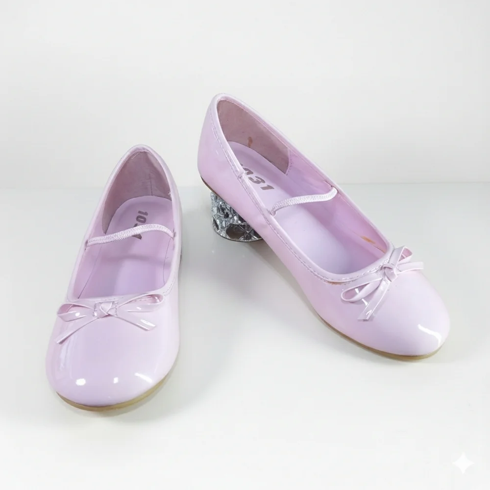 1031 Shoes Size 13/L Girls Dressy Flat Soft Pink Patent Leather Ballet Bow Ankle